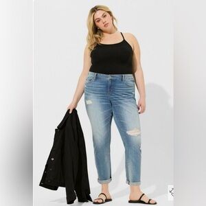 Torrid Boyfriend Straight Jean Size 20R Distressed Vintage Stretch Mid Rise Blue